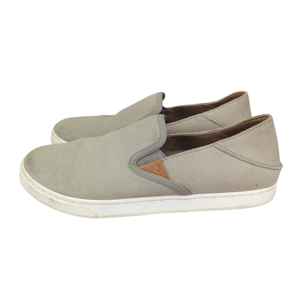 OluKai Pehuea Leather Slip On Loafer Shoes Women's US 9.5 Tan Beige - Picture 2 of 8